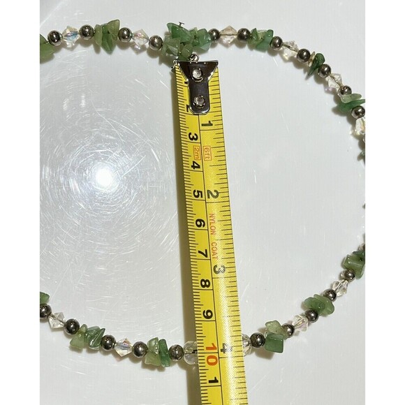Beautiful VTG Hydrogrossular Garnet Chip Crystal Sterling Choker Necklace Boho - Picture 9 of 11